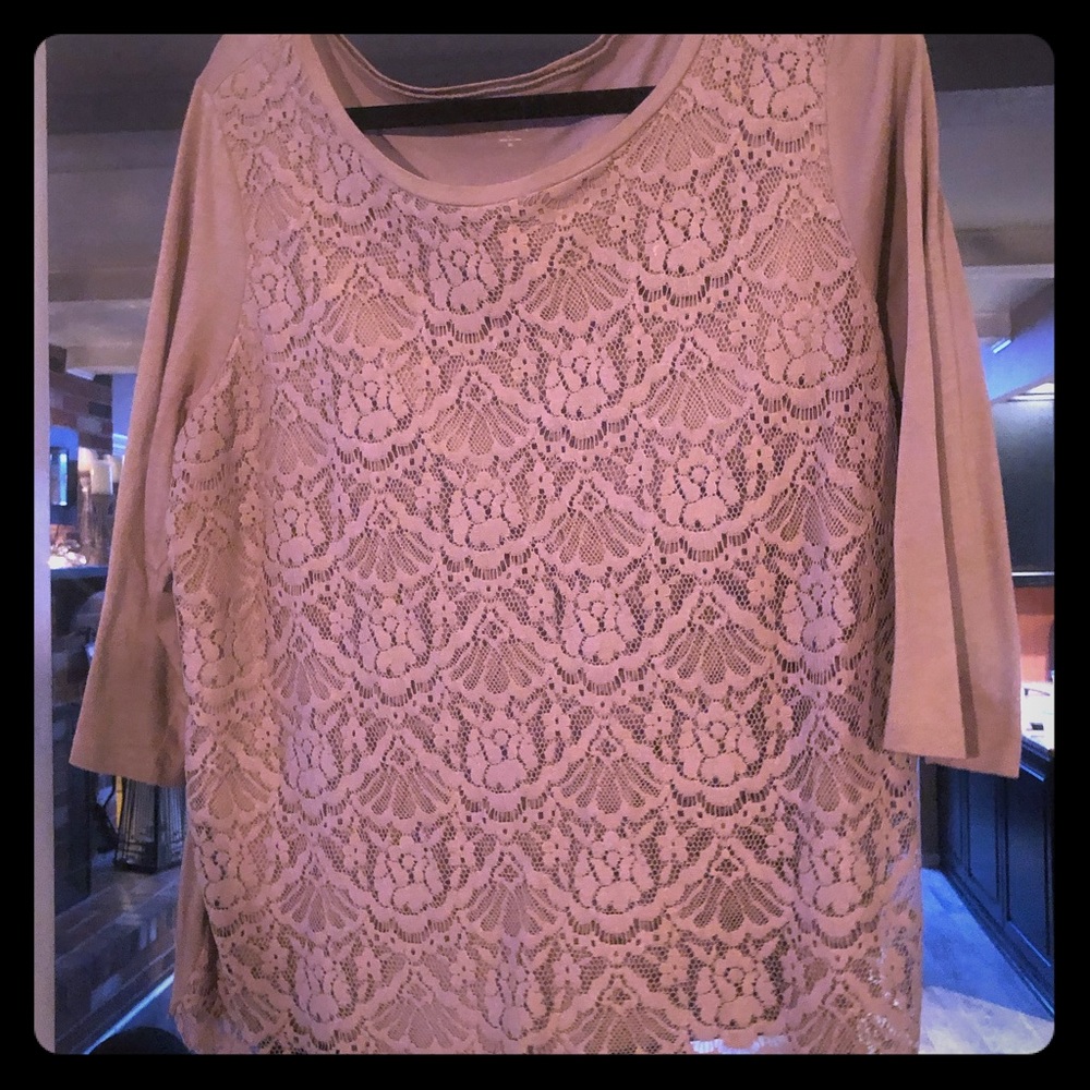 Grey lace overlay loft top